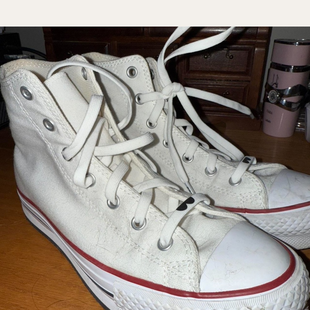 Converse White and Red High-Top Sneakers Classic Design